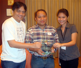 From Left: MCCID College of Technology Director Jojo Esposa Jr., NCDA Asst. Chief for TCD Dandy Victa and Bitstop Network Services Representative Maria Cristina Bayno