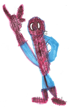 Spider-man with I-love-you Sign Drawn by a Kid Named Elijah